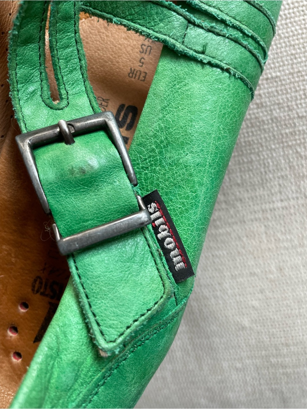 Mephisto Mobils Mary Jane Green Suede Flats - Picture 8 of 11